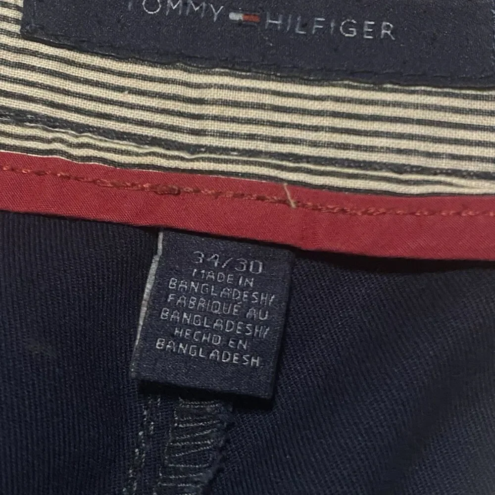 Tommy Hilfiger Mens Chino Pants Trousers 34x30 Navy Cotton Missing Back Buttons